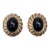 Vintage 1980s Signed Panetta Oval Goldtone Cabochon Faux-Onyx Clip Earrings-2 Pieces For Sale