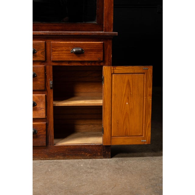 Early 20th Century Oxblood-Stained Step-Back Kitchen Hutch For Sale - Image 15 of 18