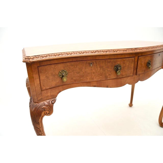 Brown Vintage Burr Walnut Console Table, 1920s For Sale - Image 8 of 11