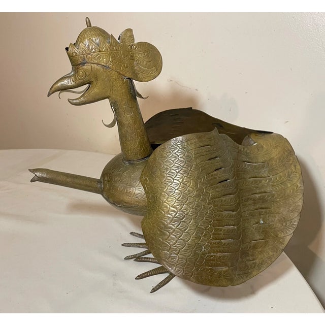 Metal Antique 1800's Handmade Indonesian Theatre Shadow Puppet Garuda Bird Bronze Lamp For Sale - Image 7 of 15