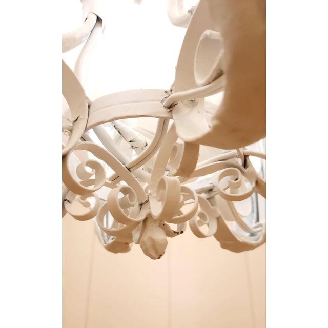 White Wrought Iron Chandelier, 1930s For Sale - Image 8 of 9