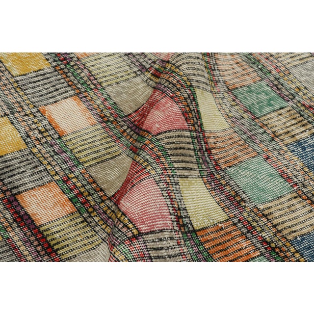 Vintage Zeki Müren Rug With Multicolor Geometric Pattern | Rug & Kilim For Sale In New York - Image 6 of 7
