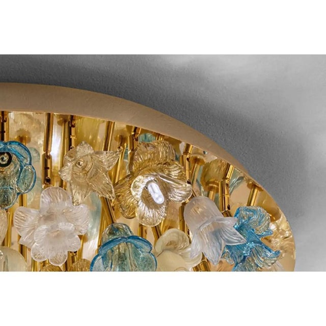 Early 21st Century Decorative Gold Murano Glass Flush Mount with Floral Motif by Simoeng for Simoeng For Sale - Image 5 of 7