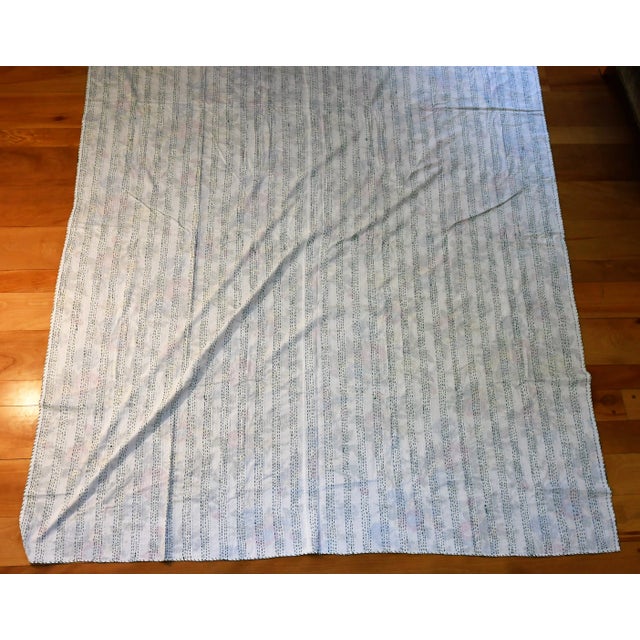 Folk Art Folk Art Floral Kantha Blanket - 82.5ʺw × 103.5ʺh For Sale - Image 3 of 6