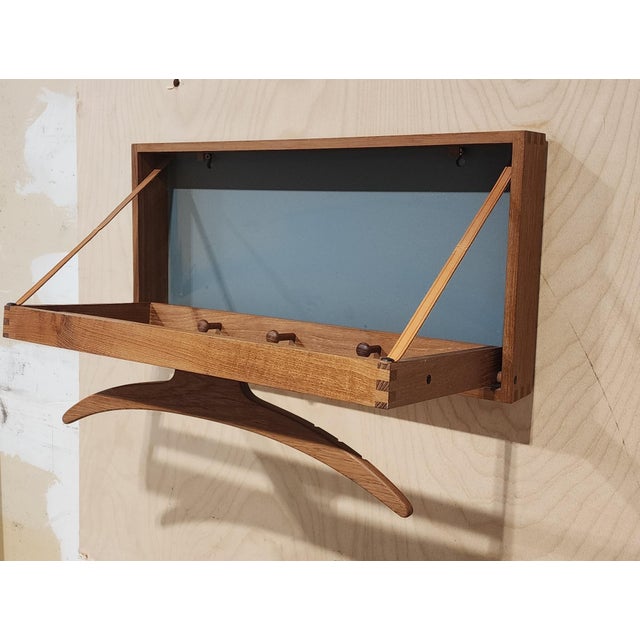 Brown Mid 20th Century Danish Wall Mount Folding Valet by Adam Hoff and Poul Østergaard For Sale - Image 8 of 13