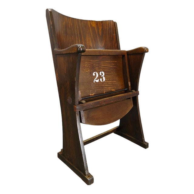 Vintage Cinema Chair in Beech, 1950s For Sale