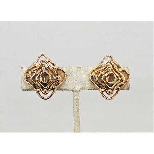 1973 Vintage Signed Napier "Maze" Clip Earrings- 2 Pieces For Sale - Image 9 of 10