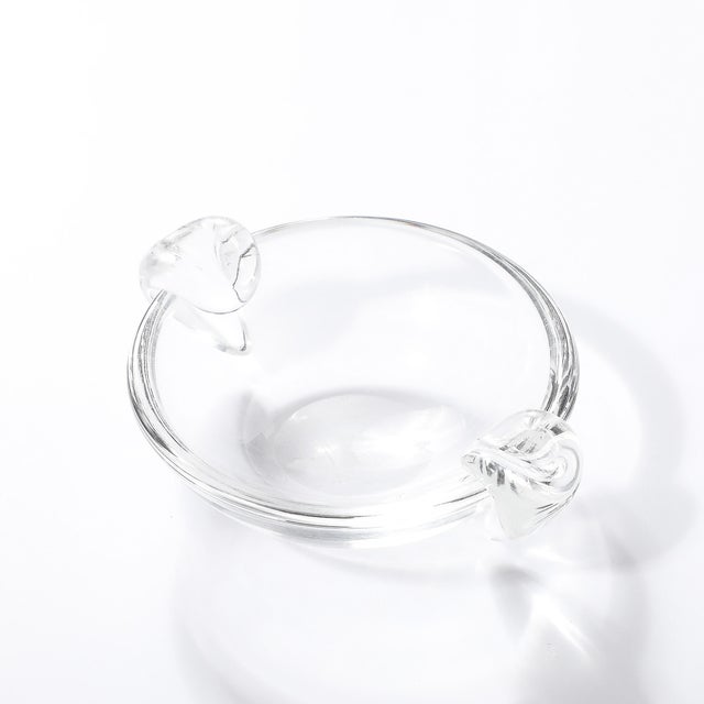 Transparent Mid-Century Modernist Crystal Dish Signed Steuben For Sale - Image 8 of 18