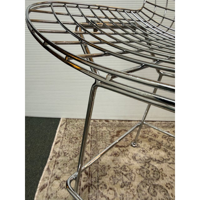Metal Caged Chrome Metal Bar Stool, in the Style of Bertoia For Sale - Image 7 of 12