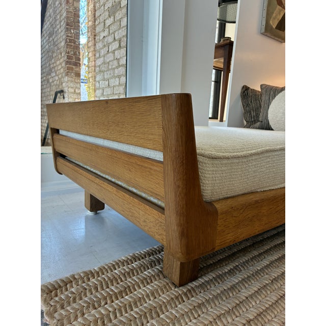 Guillerme et Chambron 1960s Attributed to Guillerme & Chambron Daybed, Oak and Upholstery For Sale - Image 4 of 17