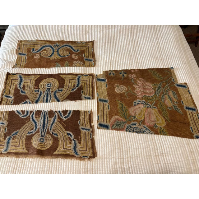 French Antique French Woven Gobelins Tapestry Fragments - Set of 4 For Sale - Image 3 of 4