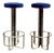 Vintage Blue Velvet and Chrome-Plated Metal Bar Stools, Italy, 1970s, Set of 2 For Sale