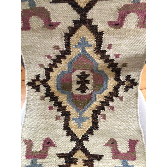 Vintage Scandinavian Folk Art Wool Wall Hanging – "Wilkum Bird" Design For Sale - Image 4 of 8