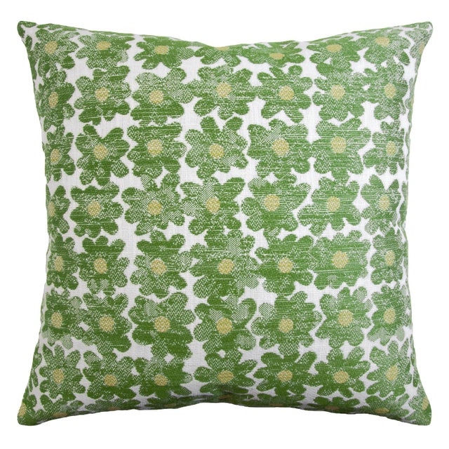 Contemporary Kevin O'Brien Daisy Avocado 30" Performance Pillow For Sale - Image 3 of 3