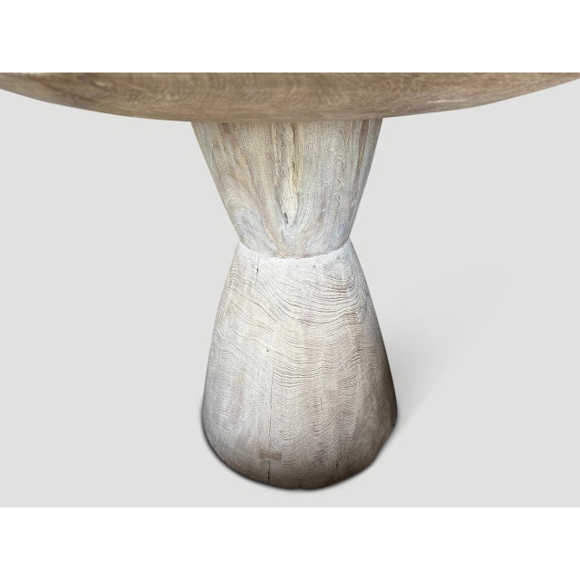Andrianna Shamaris St. Barts Organic Teak Wood Round Table For Sale - Image 4 of 6