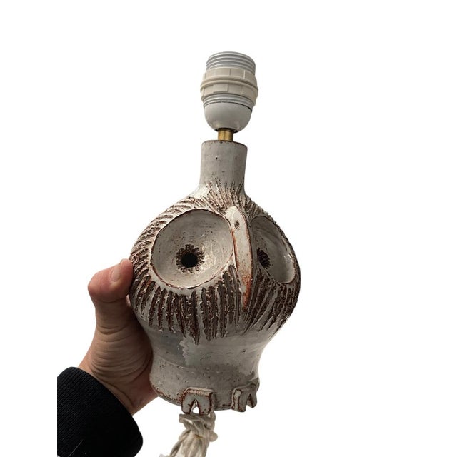 1970s Vintage Ceramic Owl Lamp from Vallauris, 1970 For Sale - Image 5 of 6