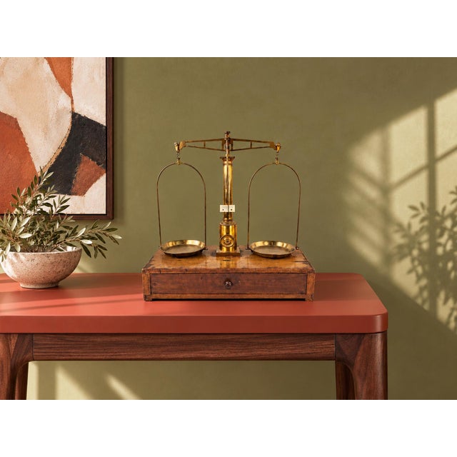 Antique Laboratory Precision Balance Scale, Brass & Wooden Base, Germany, Circa 1900 For Sale - Image 18 of 18