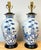 Pair of Chinese Canton-Style Blue and White Palm Tree Porcelain Vases, Now as Lamps This elegant pair of Chinese Canton-...