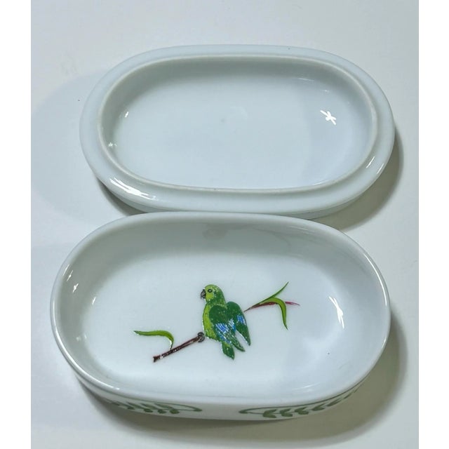 1990s Lynn Chase Parrots of Paradise Porcelain Box - Vintage Tropical Decorative Trinket Box For Sale - Image 5 of 7