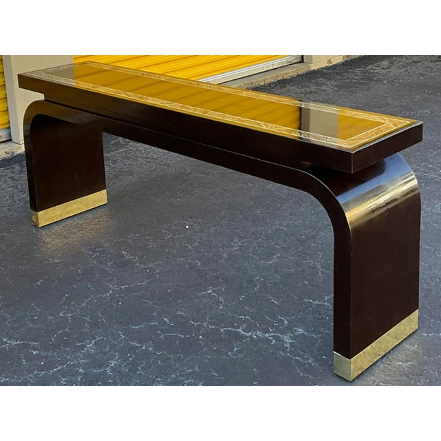 Alessandro for Baker Furniture Asian Modern Ming Style Lacquer & Brass Console Table For Sale In Atlanta - Image 6 of 8