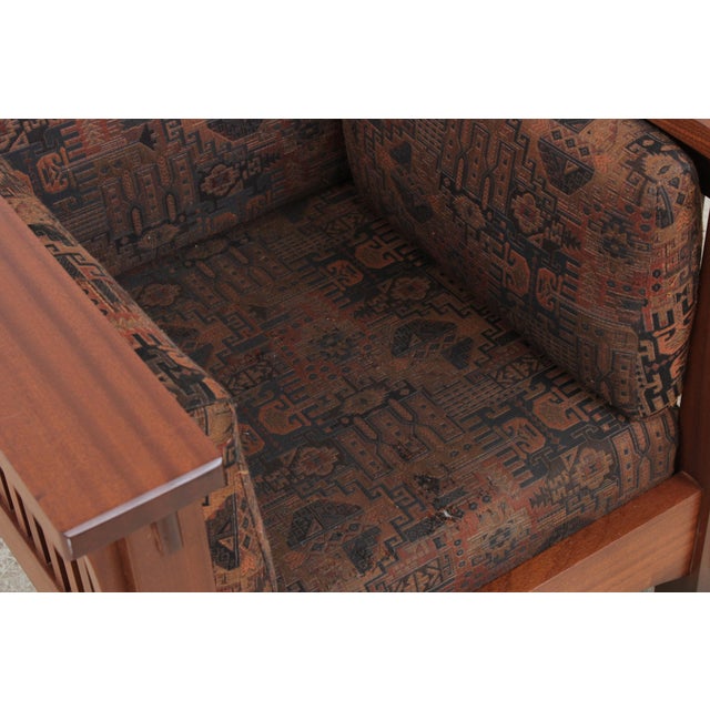 Brown Mission Style Solid Mahogany Cube Arm Chair For Sale - Image 8 of 13