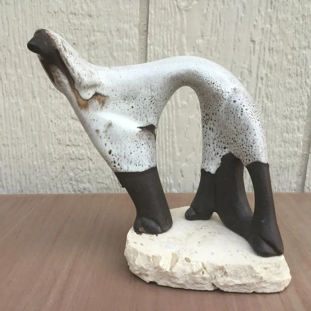 Stone 1960s Figurative Dega Art Pottery Hound Sculpture For Sale - Image 7 of 7