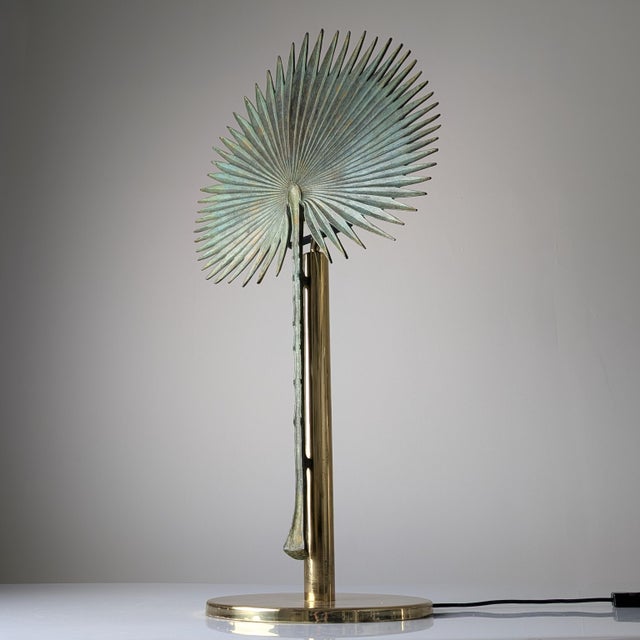 Fan Palm Bronze and Brass Table Lamp from Valenti, 1970s For Sale - Image 4 of 18