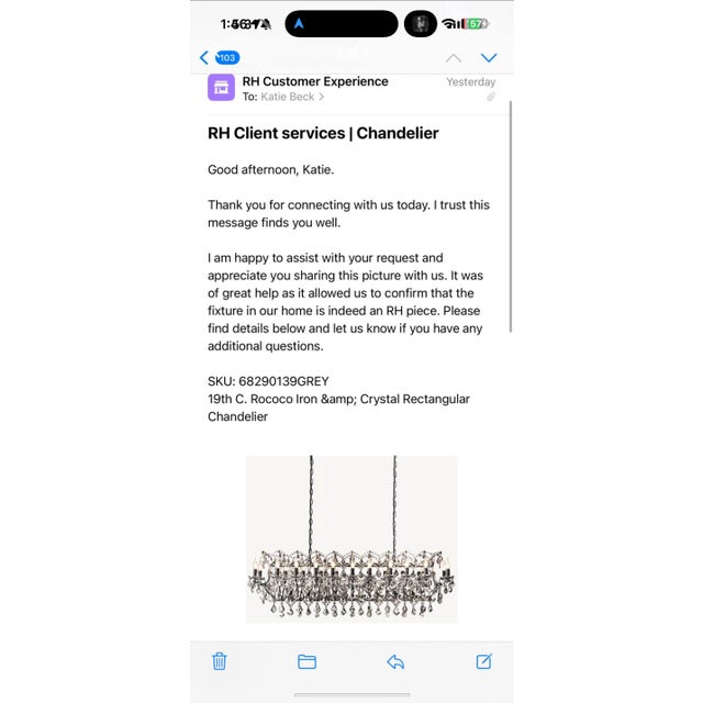 Restoration Hardware Authentic Restoration Hardware 19th C. Rococo Iron & Crystal Rectangular Chandelier For Sale - Image 4 of 7