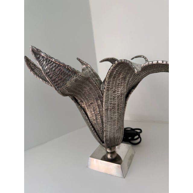 Contemporary Contemporary Arteriors Home Sculptural Silver Table Lamp For Sale - Image 3 of 11