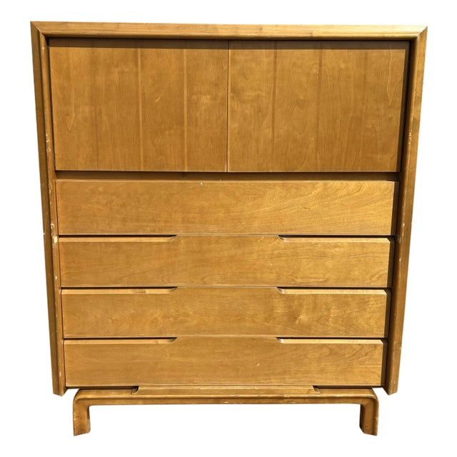 Vintage Edmond Spence Swedish Tall Highboy Dresser in Mid Century Modern Style For Sale