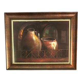 Sherman Thomas “The Potters’ Legacy” Textured Still Life Acrylic Painting on Canvas, Framed For Sale