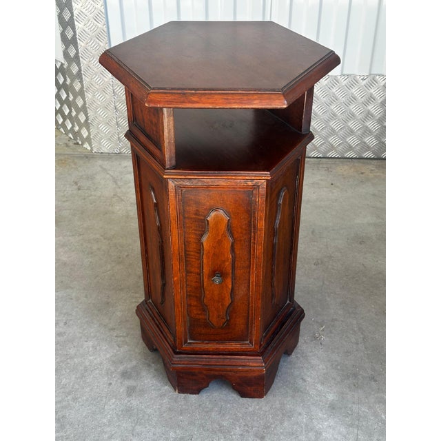 20th Century Hexagonal Side Table in Mahogany Wood, 1950s For Sale - Image 14 of 18
