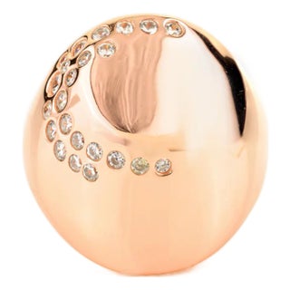 Rose Gold Plated Zircon Studded Bochic Dome Ring- Size 6 For Sale