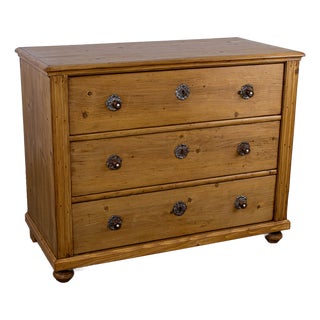 Pine Chest of Three Drawers with Waxed Finish, 1899 For Sale