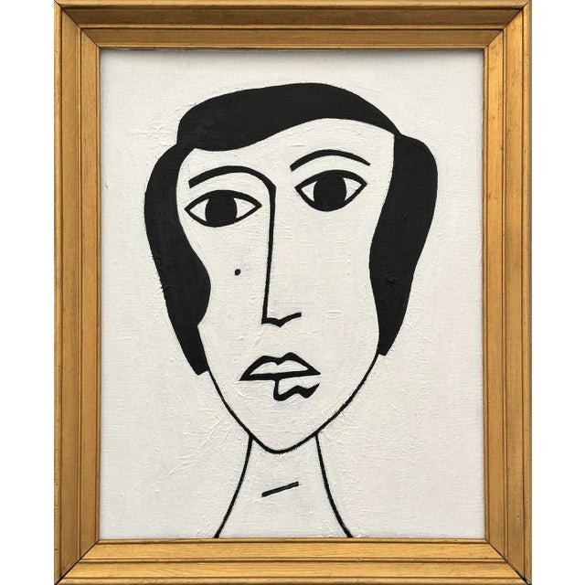 Original Contemporary Black and White Framed Portrait Painting For Sale