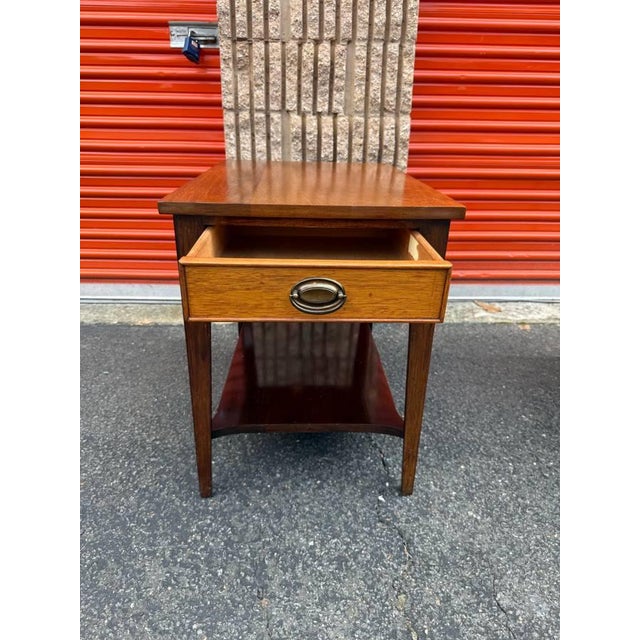 English Mid 20th Century Pair of Vintage Federal Style 2 Tier Side Tables For Sale - Image 3 of 18