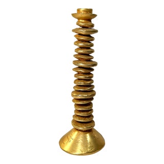1990s Stephane Galerneau Gold Plated Candle Stick For Sale