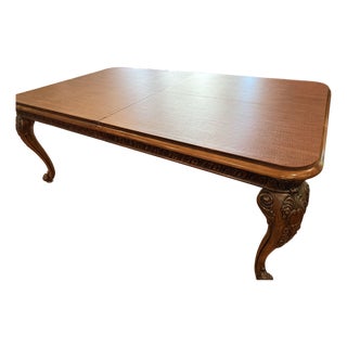 Late 20th Century Henredon Italian Baroque Carved Oak and Burl Wood Extension Dining Table For Sale