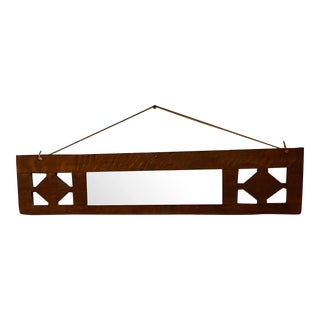Small 19th Century Tiger Oak Beveled Entry Way Mirror For Sale