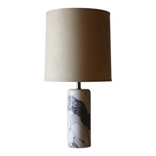 1960's Nessen Studio Carrara Marble Table Lamp Mid Century Modern For Sale
