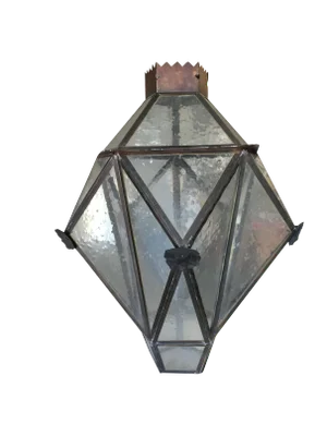 Large Geometric Bronze and Copper Lantern in the Style of Lyman Drake
