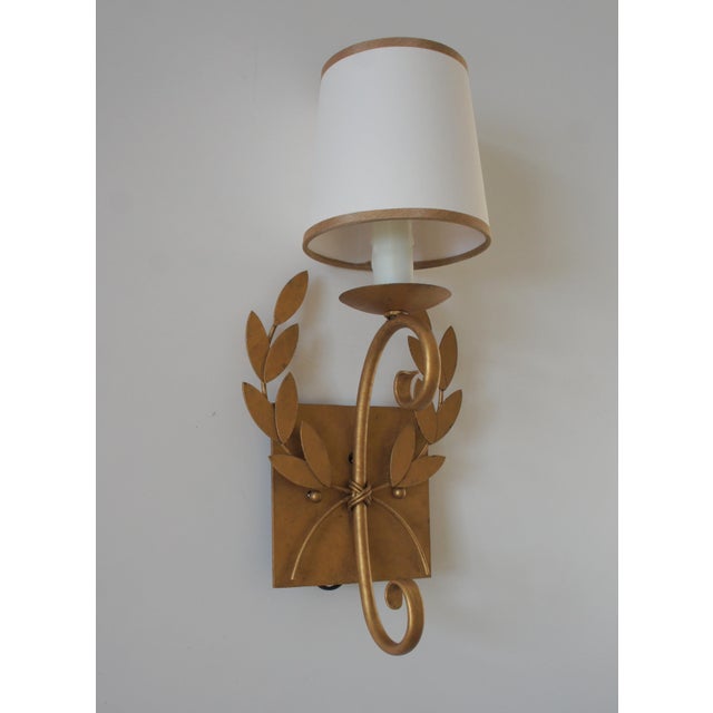 2010s Julie Neill Gilt Metal Wreath Sconce For Sale - Image 5 of 11
