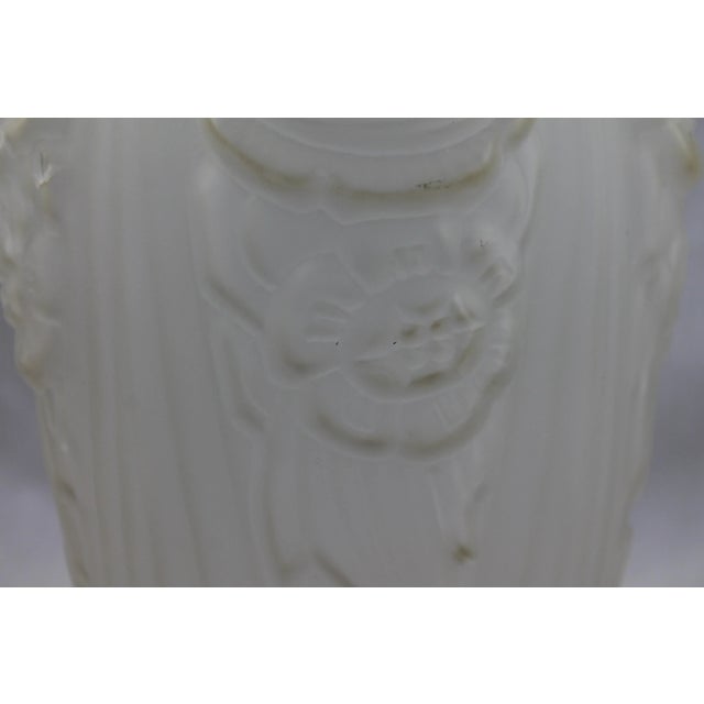 French Art Deco Frosted Glass Deco Relief Vase For Sale - Image 10 of 11