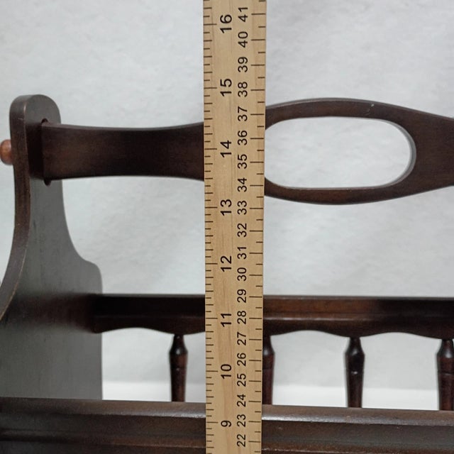 Vintage Mid-Century Walnut Wood Magazine Rack For Sale - Image 4 of 7
