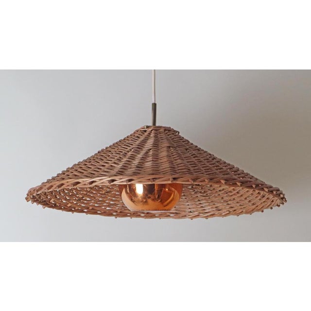 Wicker, Copper and Brass Pendant Lamp, Sweden, 1950s For Sale - Image 4 of 13