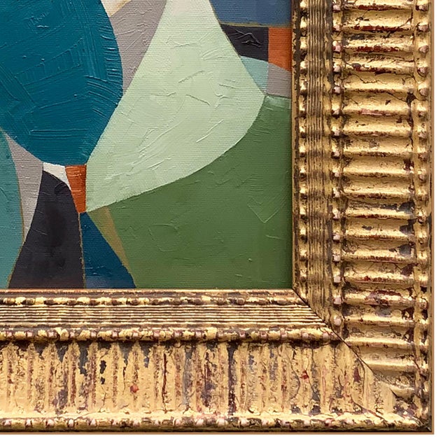 2020s Contemporary Jewel Tones Abstract Oil Painting in Vintage Frame For Sale - Image 5 of 6