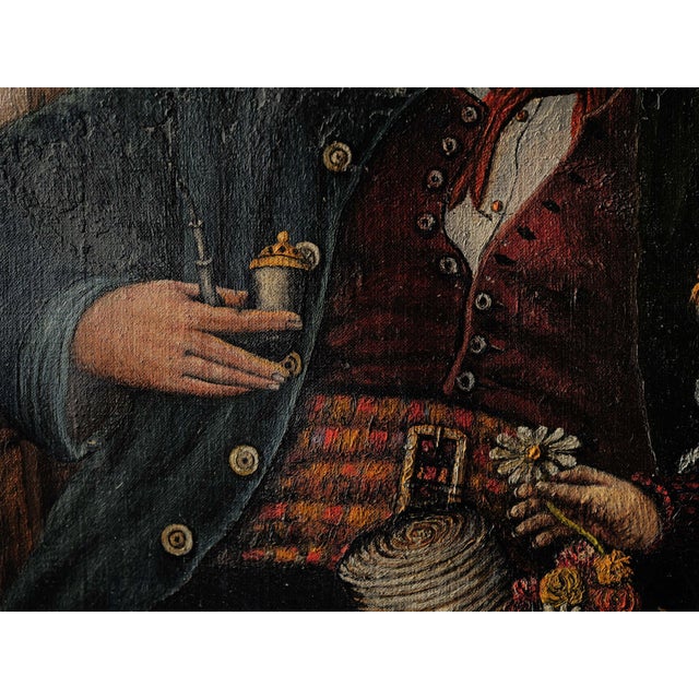 Unknown, Bavarian Couple, 1880, Oil on Canvas For Sale - Image 14 of 16