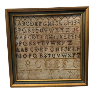 Antique 1841 Irish Needlework Alphabet Sampler County Fermanagh Provenance For Sale