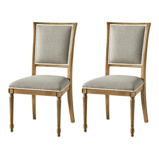 Classic French Style Dining Chairs in Cherry Finish- Set of 2 For Sale