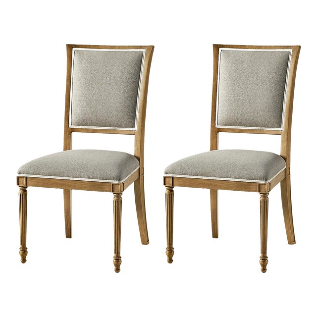 Classic French Style Dining Chairs in Cherry Finish- Set of 2 For Sale